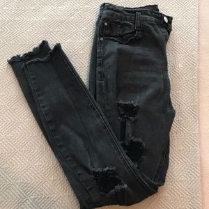 Black high rise stretch skinny jeans